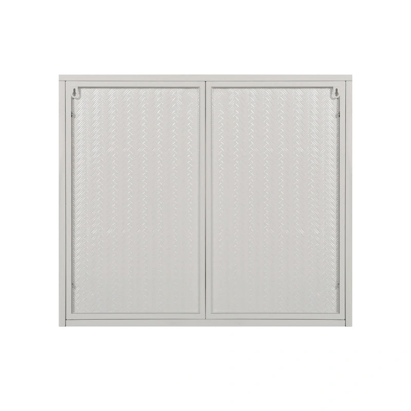 Modern Arched Double Door Wall Cabinet with Glass Panels Black
