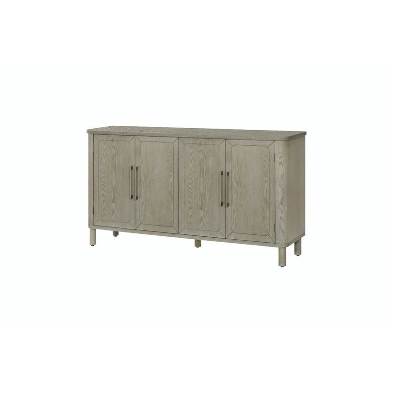 Four-Door Antique Gray Wood Grain Sideboard Storage Cabinet