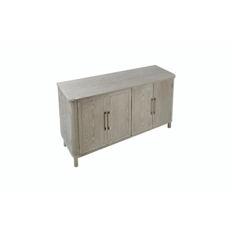 Four-Door Antique Gray Wood Grain Sideboard Storage Cabinet