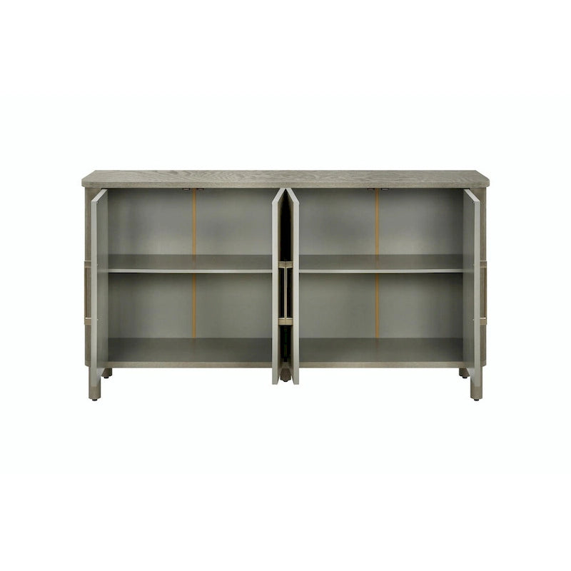 Four-Door Antique Gray Wood Grain Sideboard Storage Cabinet