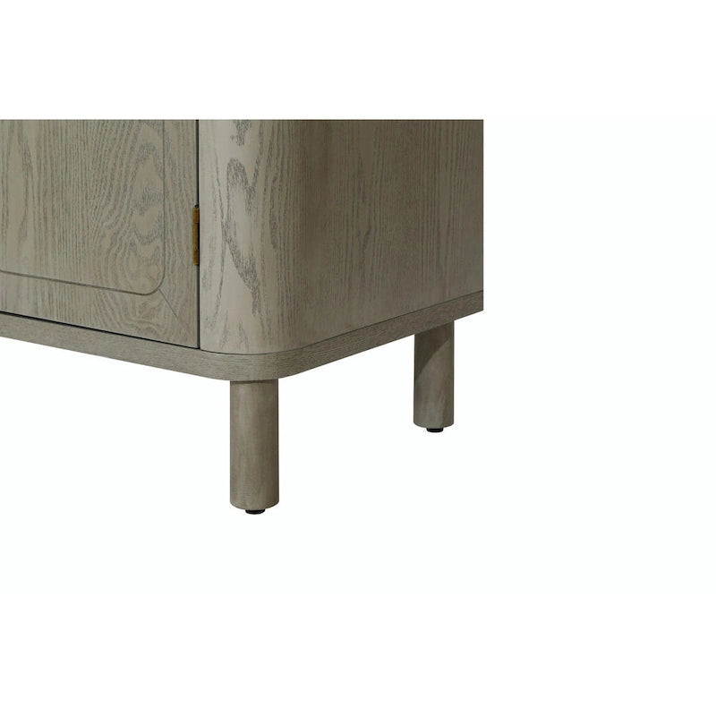 Four-Door Antique Gray Wood Grain Sideboard Storage Cabinet