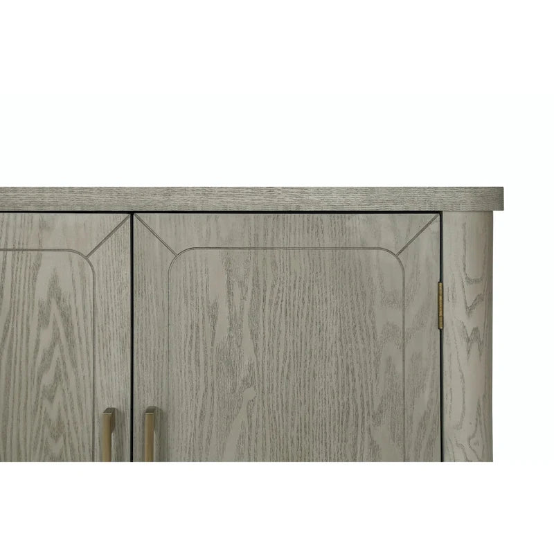Four-Door Antique Gray Wood Grain Sideboard Storage Cabinet