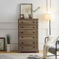 Rustic Brown Tall 6 Drawer Chest Dresser with Ring Pull Handles