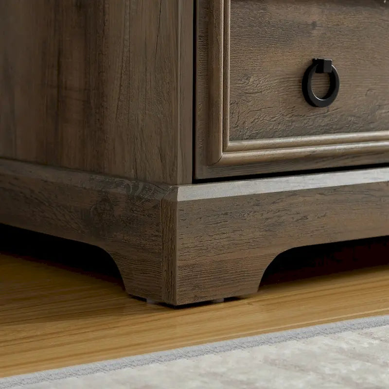 Rustic Brown Tall 6 Drawer Chest Dresser with Ring Pull Handles