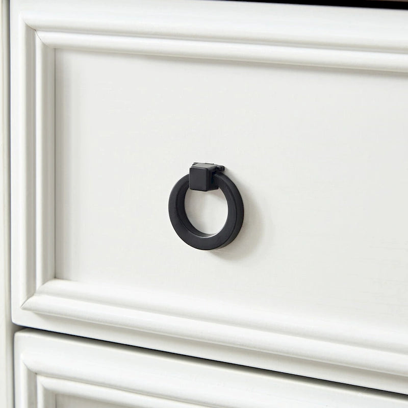 Rustic Brown Tall 6 Drawer Chest Dresser with Ring Pull Handles