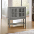 Charcoal Grey Glass Door Storage Cabinet with Open Bottom Shelf