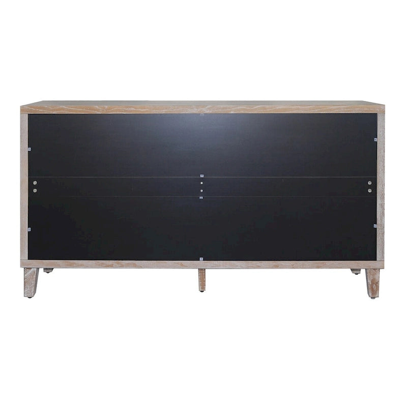 4-Door Shabby Chic Natural Wood Wash Sideboard Buffet Cabinet with Woven Pattern Doors