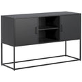 Black Metal Sideboard Buffet Cabinet with Open Shelves and Doors
