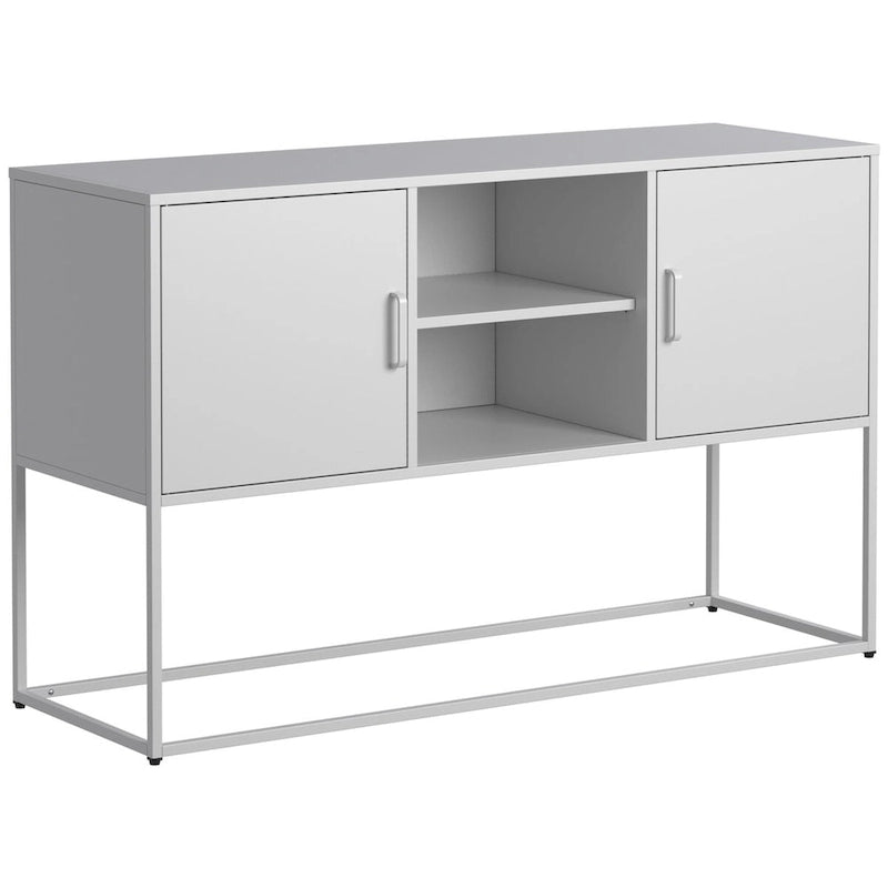 Black Metal Sideboard Buffet Cabinet with Open Shelves and Doors