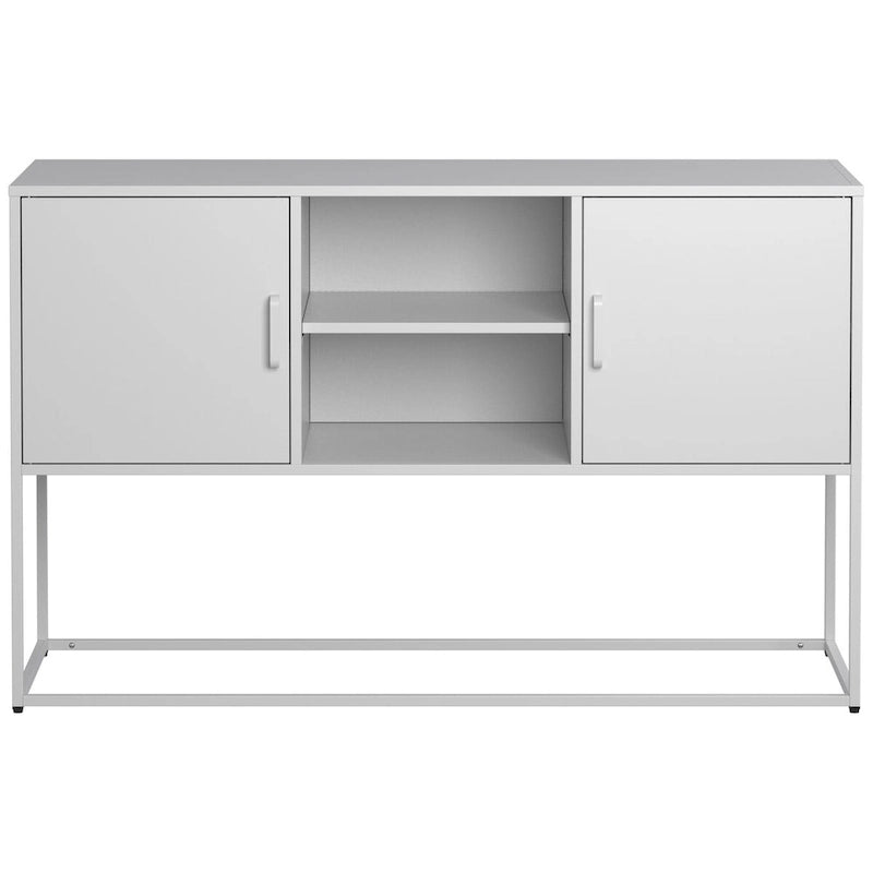 Black Metal Sideboard Buffet Cabinet with Open Shelves and Doors