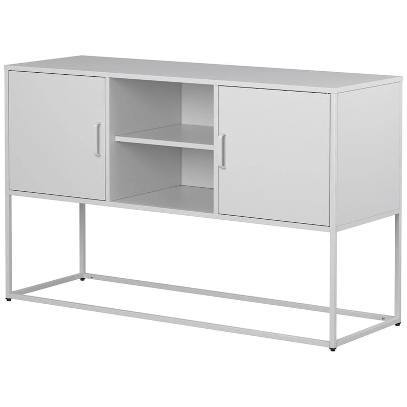 Black Metal Sideboard Buffet Cabinet with Open Shelves and Doors