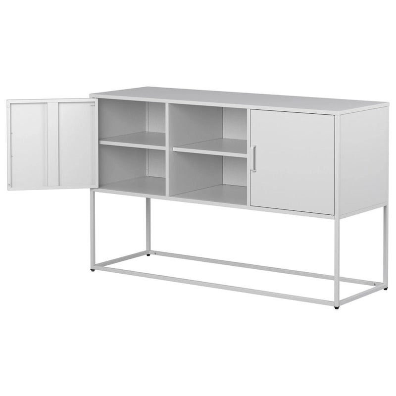 Black Metal Sideboard Buffet Cabinet with Open Shelves and Doors