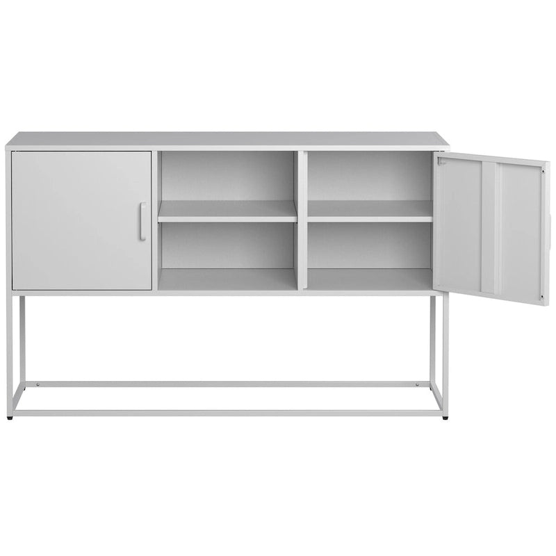 Black Metal Sideboard Buffet Cabinet with Open Shelves and Doors