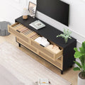 6-Drawer Rattan Dresser Storage Cabinet with Smooth Glide Black Brown
