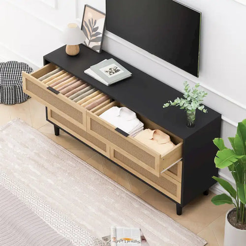 RR 59.066-Drawers Rattan Storage Cabinet