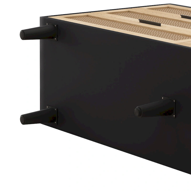 6-Drawer Rattan Dresser Storage Cabinet with Smooth Glide Black Brown