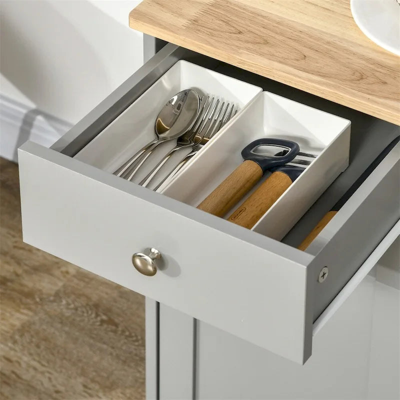 Kitchen Sideboard Cabinet with 3 Drawers and Adjustable Shelves Gray White