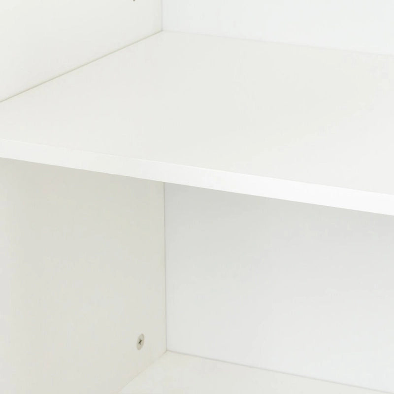 Freestanding Sideboard Storage Cabinet with 4 Barn Doors Open Shelves White Black