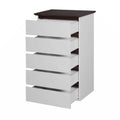 5-Drawer Dresser White Body Dark Wood Top Storage Chest Bedroom Living Room