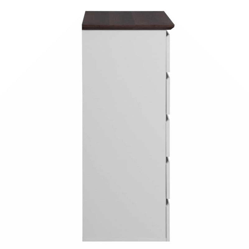 5-Drawer Dresser White Body Dark Wood Top Storage Chest Bedroom Living Room