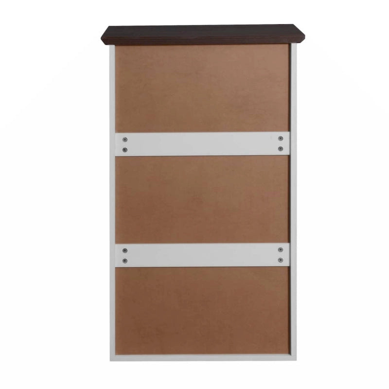 5-Drawer Dresser White Body Dark Wood Top Storage Chest Bedroom Living Room