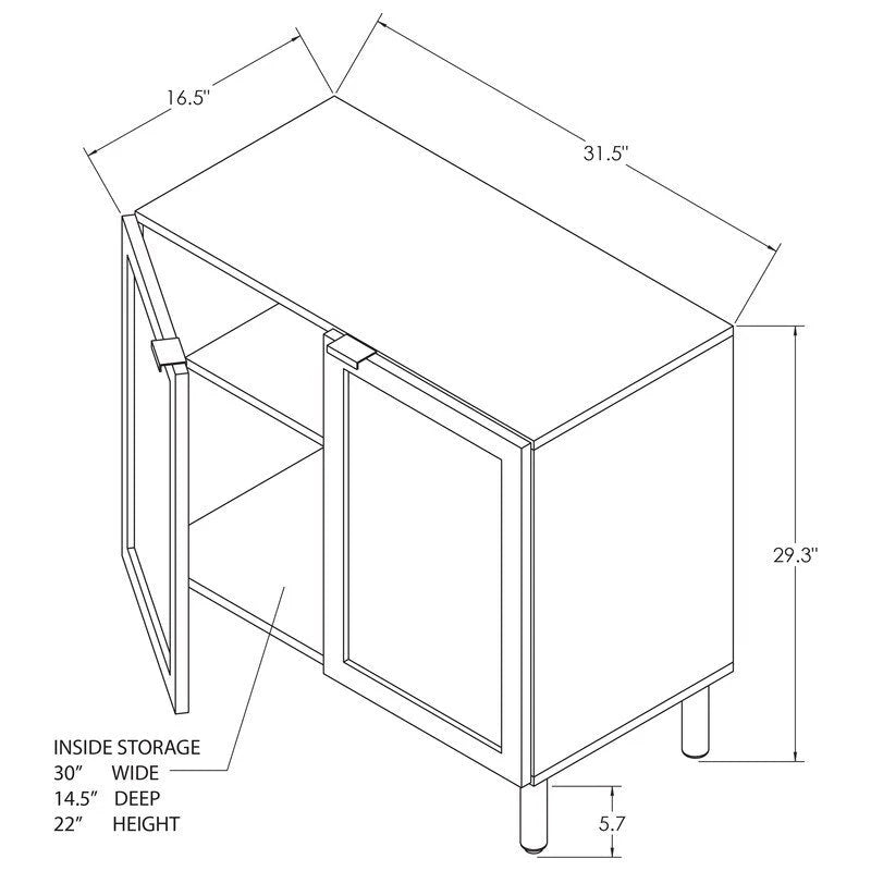 Black Rattan Two-Door Storage Cabinet with Solid Wood Legs