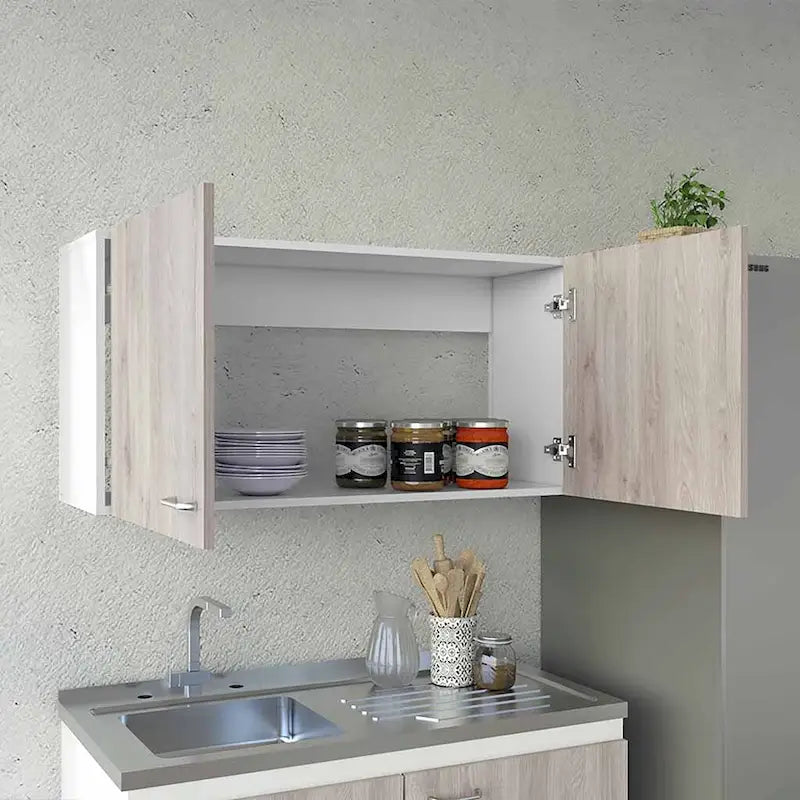 Wall Mounted Double Door Cabinet with Internal Shelf White Finish