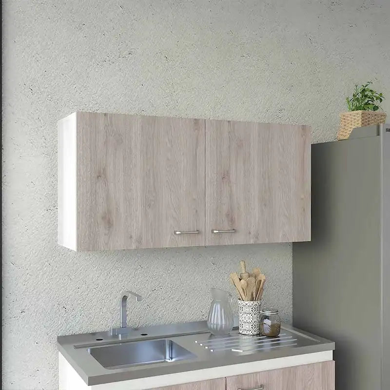 Wall Mounted Double Door Cabinet with Internal Shelf White Finish