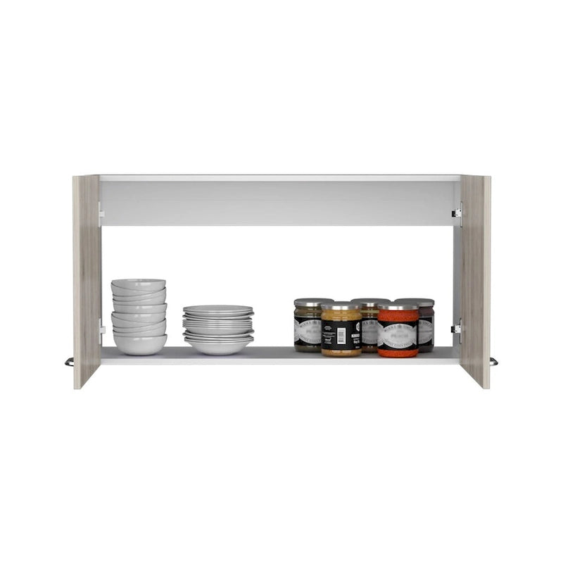 Wall Mounted Double Door Cabinet with Internal Shelf White Finish