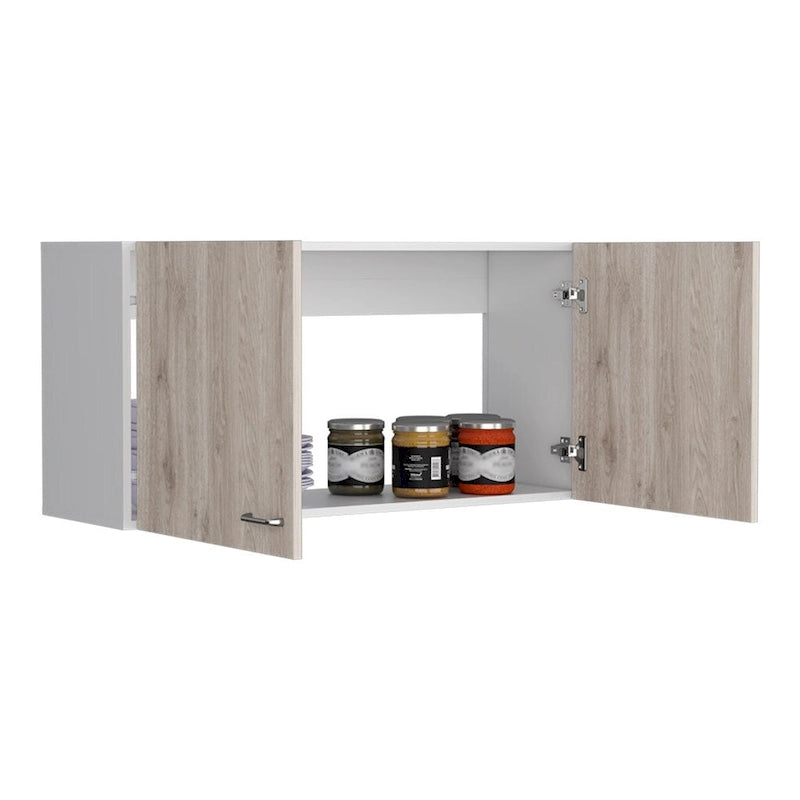 Wall Mounted Double Door Cabinet with Internal Shelf White Finish