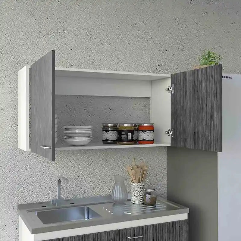 Wall Mounted Double Door Cabinet with Internal Shelf White Finish