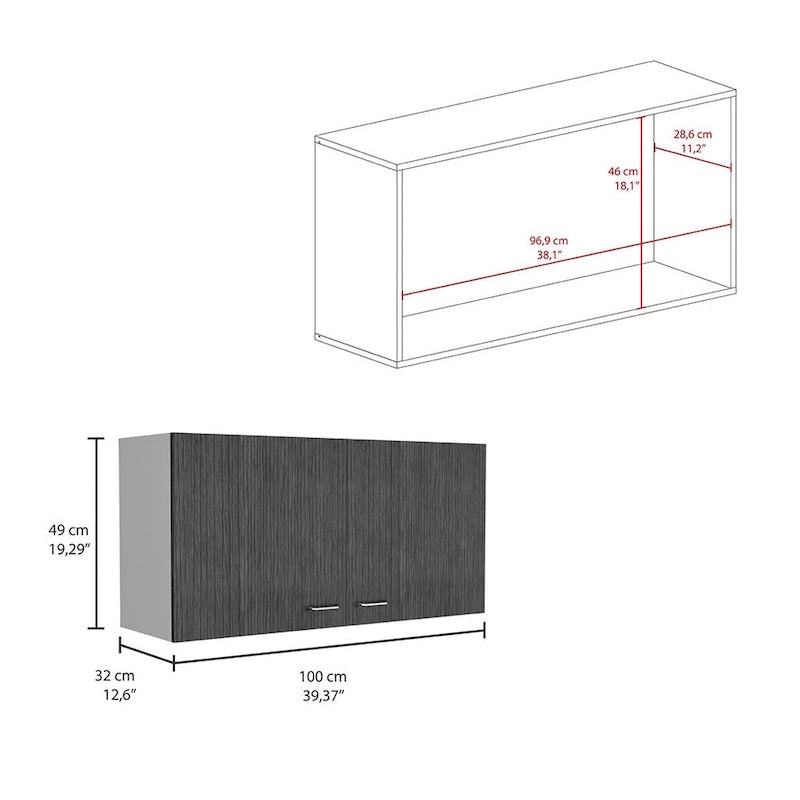 Wall Mounted Double Door Cabinet with Internal Shelf White Finish
