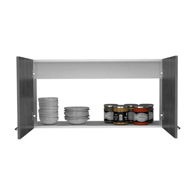 Wall Mounted Double Door Cabinet with Internal Shelf White Finish