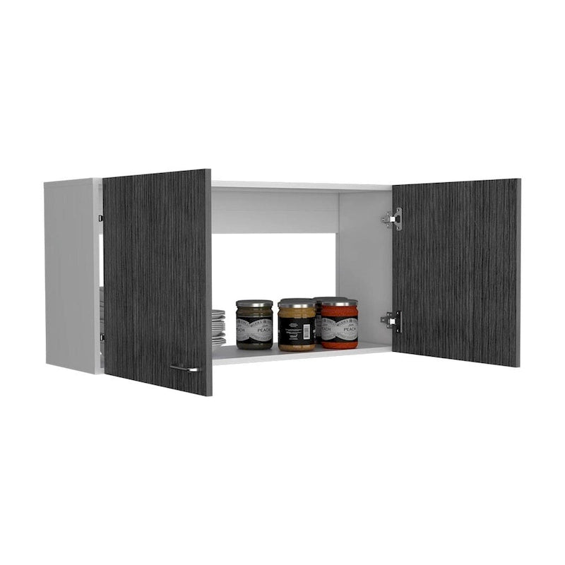 Wall Mounted Double Door Cabinet with Internal Shelf White Finish