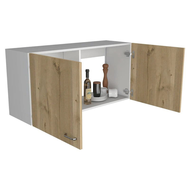 Wall Mounted Double Door Cabinet with Internal Shelf White Finish