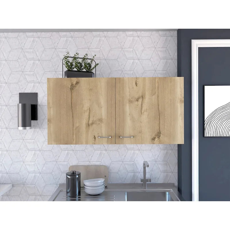 Wall Mounted Double Door Cabinet with Internal Shelf White Finish