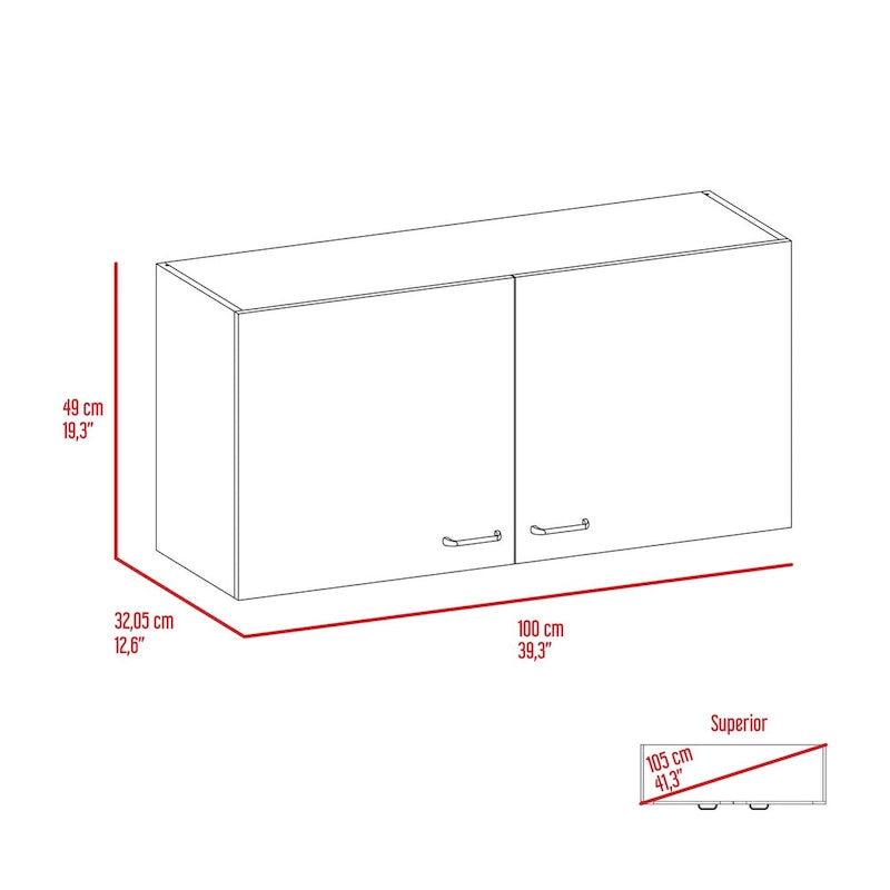 Wall Mounted Double Door Cabinet with Internal Shelf White Finish