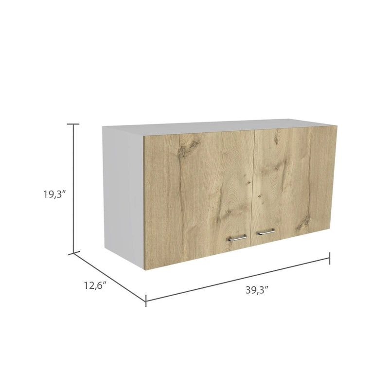 Wall Mounted Double Door Cabinet with Internal Shelf White Finish