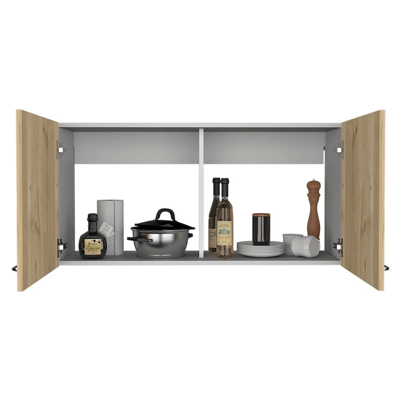 Wall Mounted Double Door Cabinet with Internal Shelf White Finish