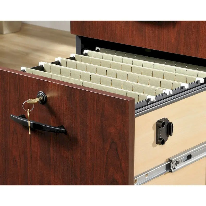 3-Drawer File Cabinet with Lock Classic Cherry Soft Black