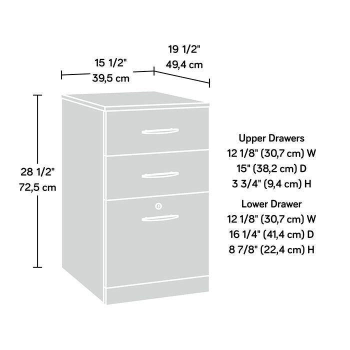 3-Drawer File Cabinet with Lock Classic Cherry Soft Black