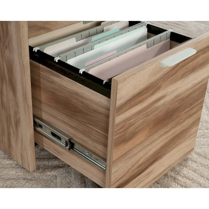 3-Drawer Mobile File Pedestal Cabinet with Casters Pebble Pine Wood