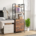 Industrial Brown Rolling File Cabinet with Open Shelves and Locking Drawers