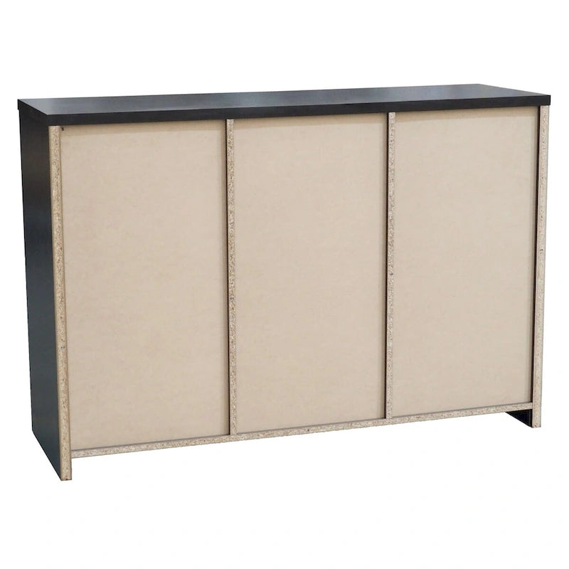 Modern Oak Chocolate Buffet Cabinet with Drawers and Storage Doors
