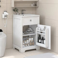 20-Inch White Bathroom Vanity Cabinet with Ceramic Sink Soft-Close Door