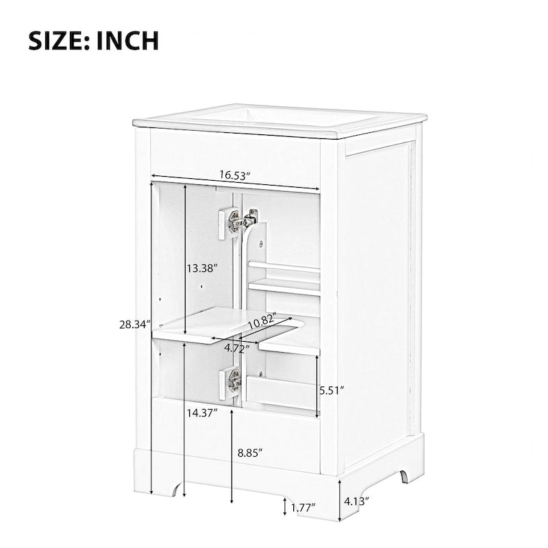 20-Inch White Bathroom Vanity Cabinet with Ceramic Sink Soft-Close Door