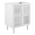 24 Perforated Metal Double Door Bathroom Vanity Cabinet White Oak