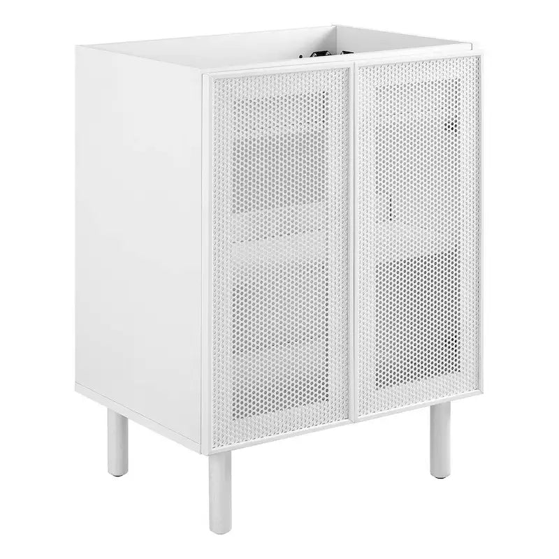 24 Perforated Metal Double Door Bathroom Vanity Cabinet White Oak