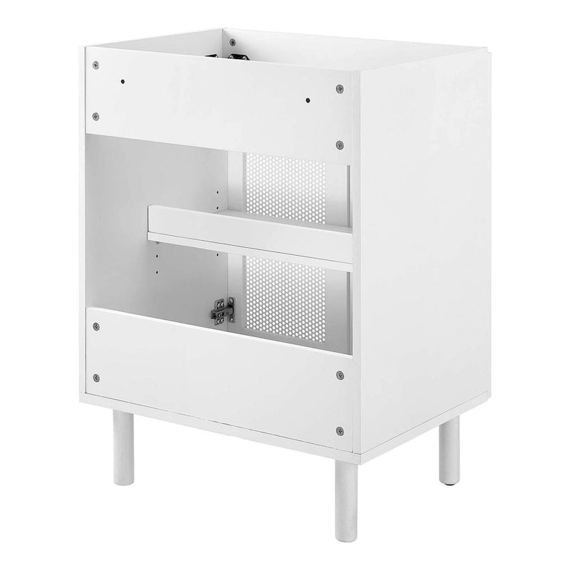 24 Perforated Metal Double Door Bathroom Vanity Cabinet White Oak