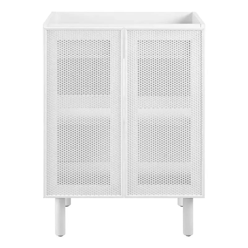 24 Perforated Metal Double Door Bathroom Vanity Cabinet White Oak